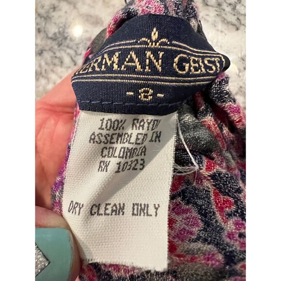 Herman Geist 8 Floral Print Long Pleated Maxi Skirt CottageCore Prairie Festival - Picture 4 of 4